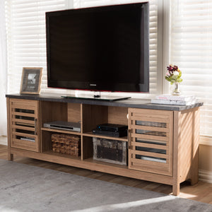 Baxton Studio Pacific Modern and Contemporary Light Brown and Grey Two-Tone Finished 71-Inch TV stand