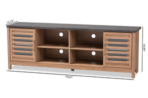 Baxton Studio Pacific Modern and Contemporary Light Brown and Grey Two-Tone Finished 71-Inch TV stand