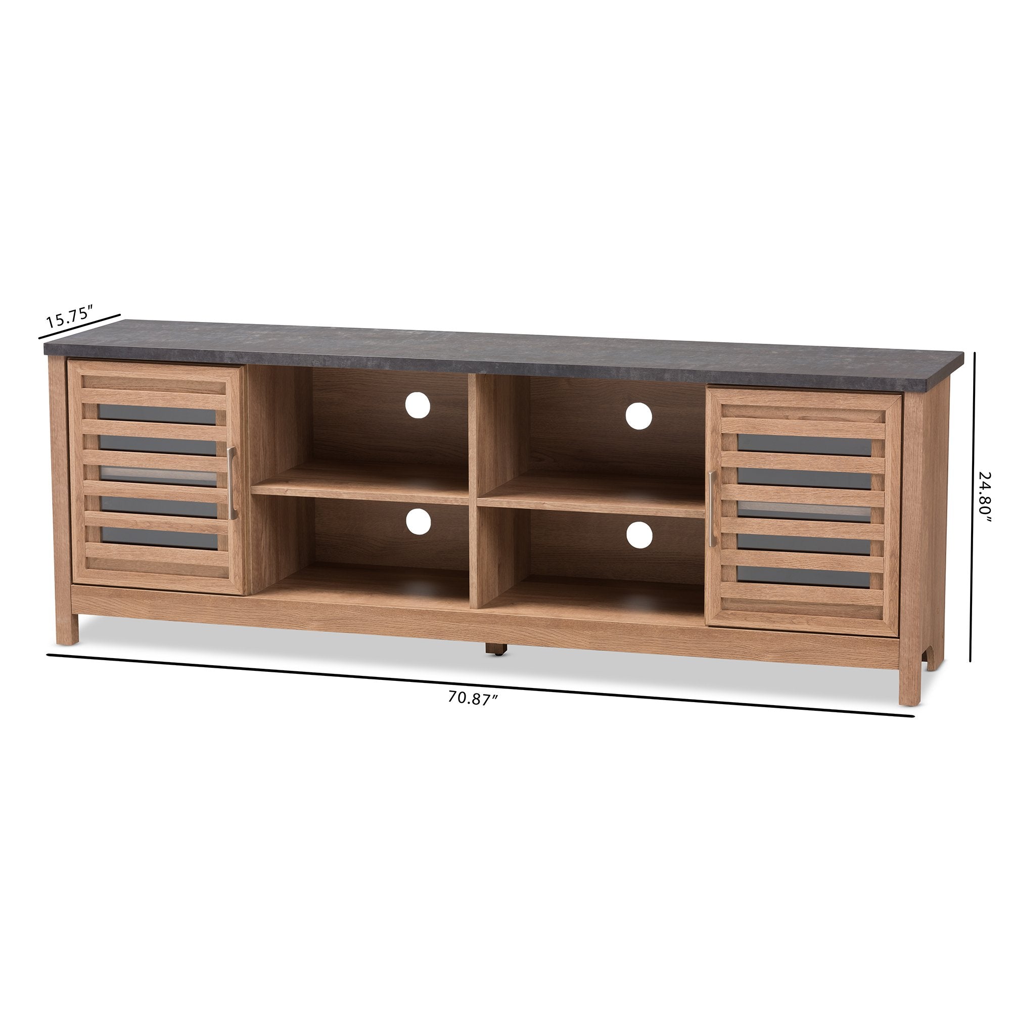 Baxton Studio Pacific Modern and Contemporary Light Brown and Grey Two-Tone Finished 71-Inch TV stand