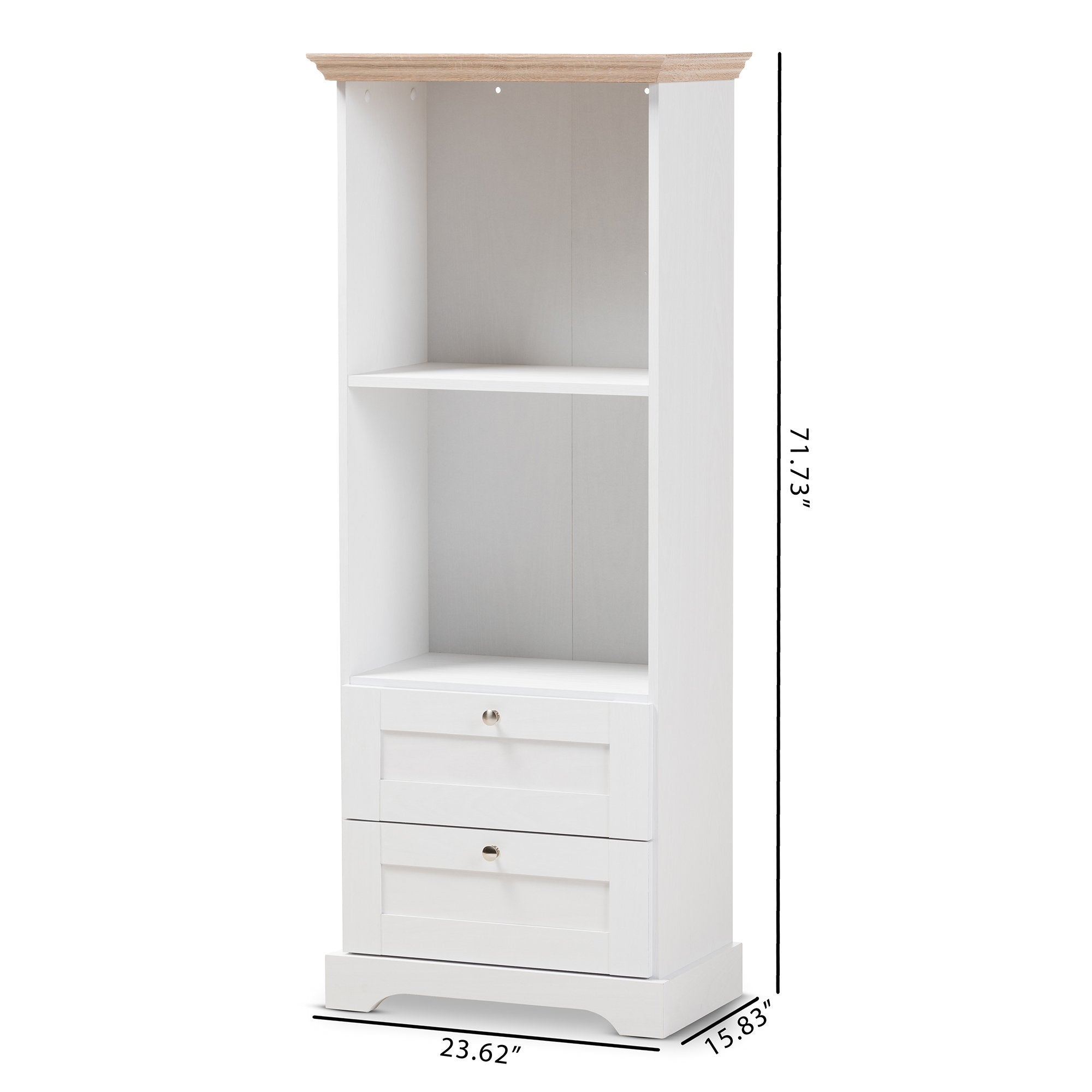 Baxton Studio Anna Modern and Contemporary Oak and White Two-Tone Bookcase