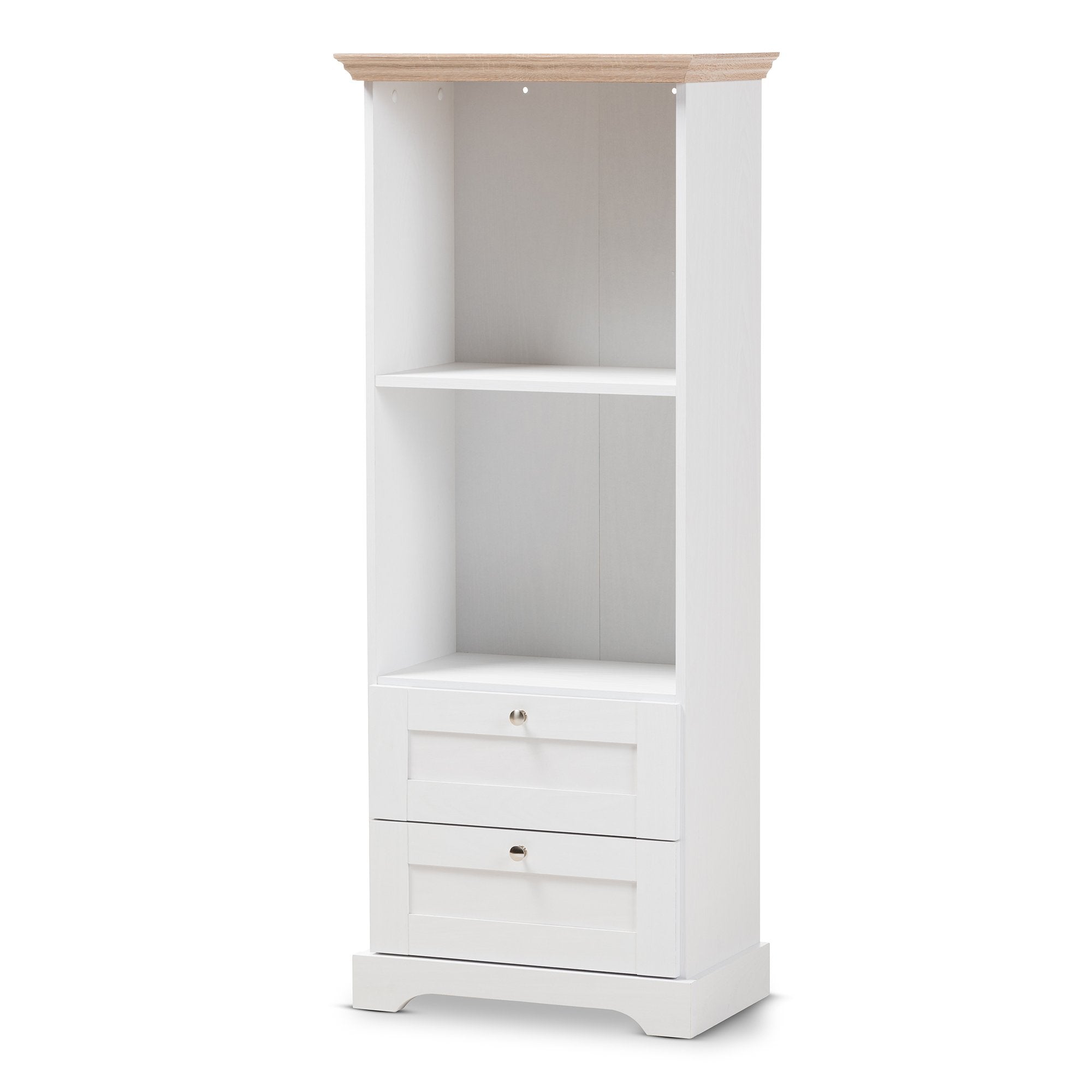 Baxton Studio Anna Modern and Contemporary Oak and White Two-Tone Bookcase