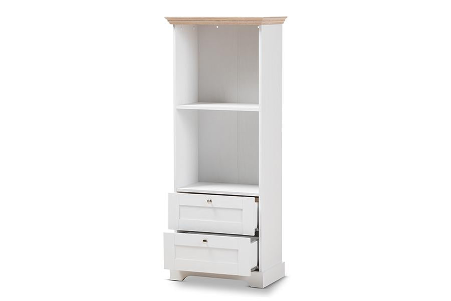 Baxton Studio Anna Modern and Contemporary Oak and White Two-Tone Bookcase