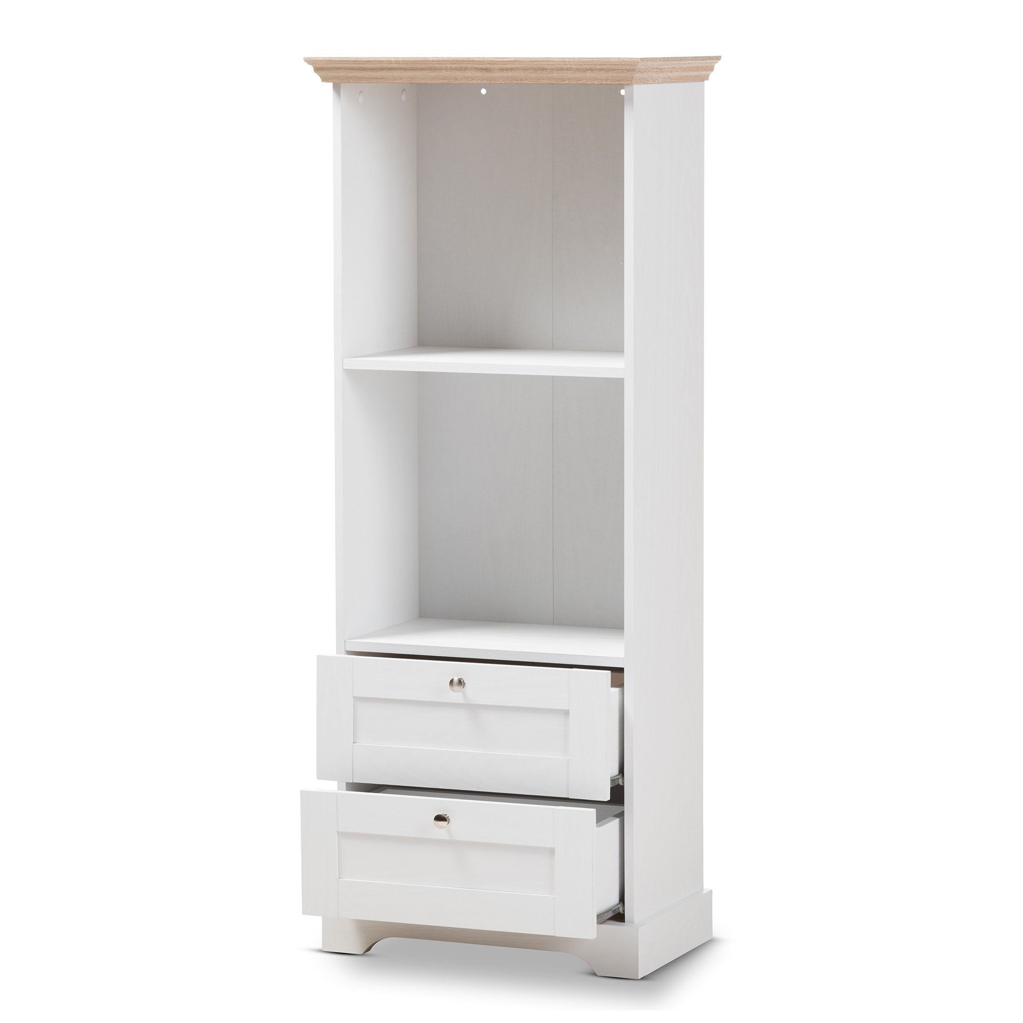 Baxton Studio Anna Modern and Contemporary Oak and White Two-Tone Bookcase