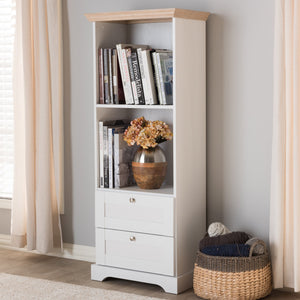 Baxton Studio Anna Modern and Contemporary Oak and White Two-Tone Bookcase