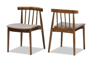 Baxton Studio Wyatt Mid-Century Modern Walnut Wood Dining Chair (Set of 2)