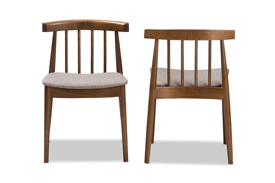 Baxton Studio Wyatt Mid-Century Modern Walnut Wood Dining Chair (Set of 2)