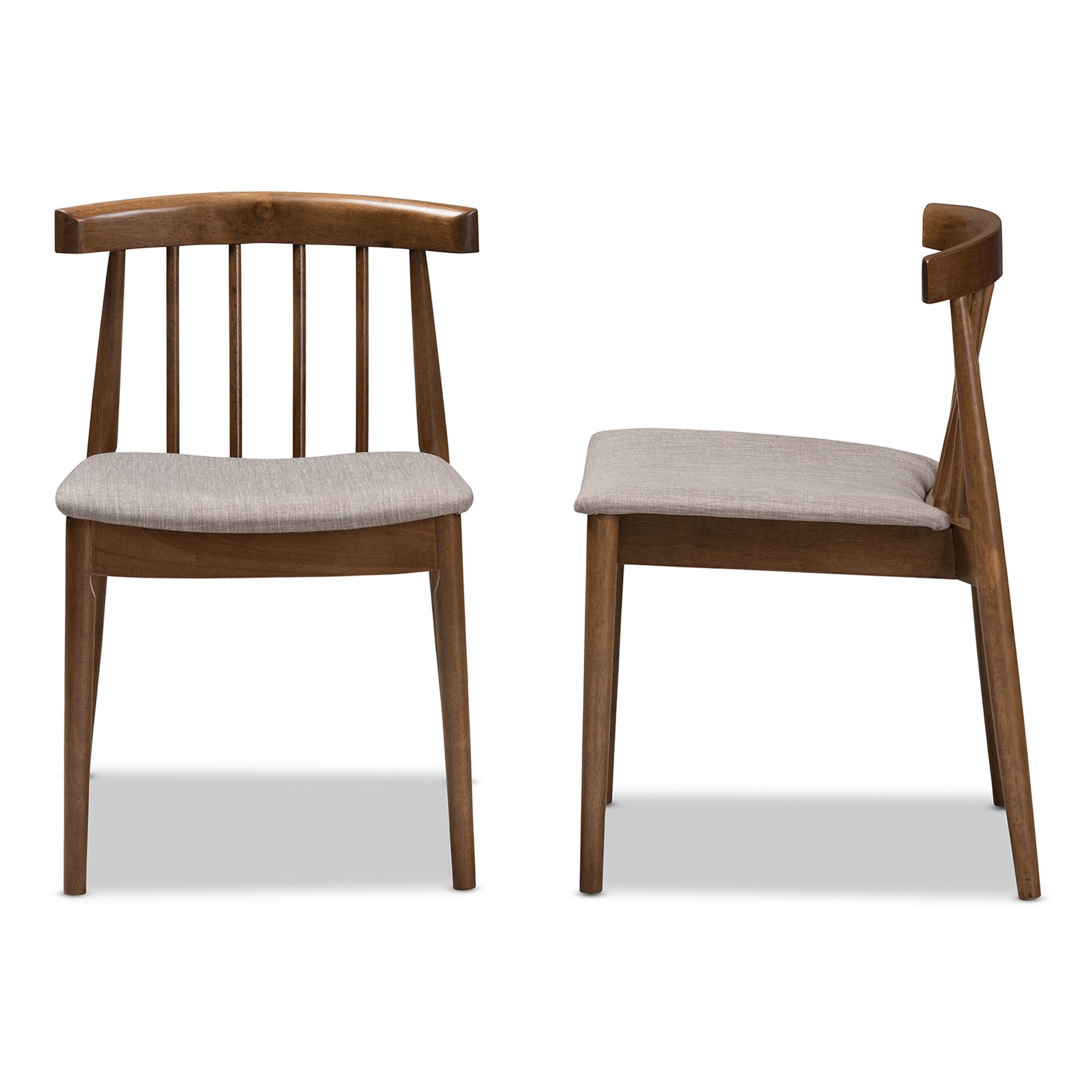 Baxton Studio Wyatt Mid-Century Modern Walnut Wood Dining Chair (Set of 2)