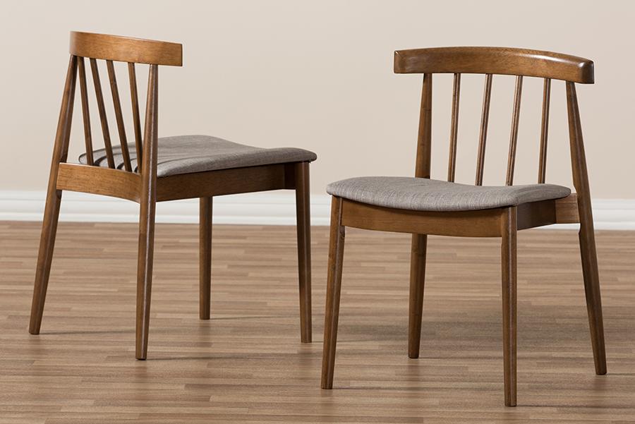 Baxton Studio Wyatt Mid-Century Modern Walnut Wood Dining Chair (Set of 2)