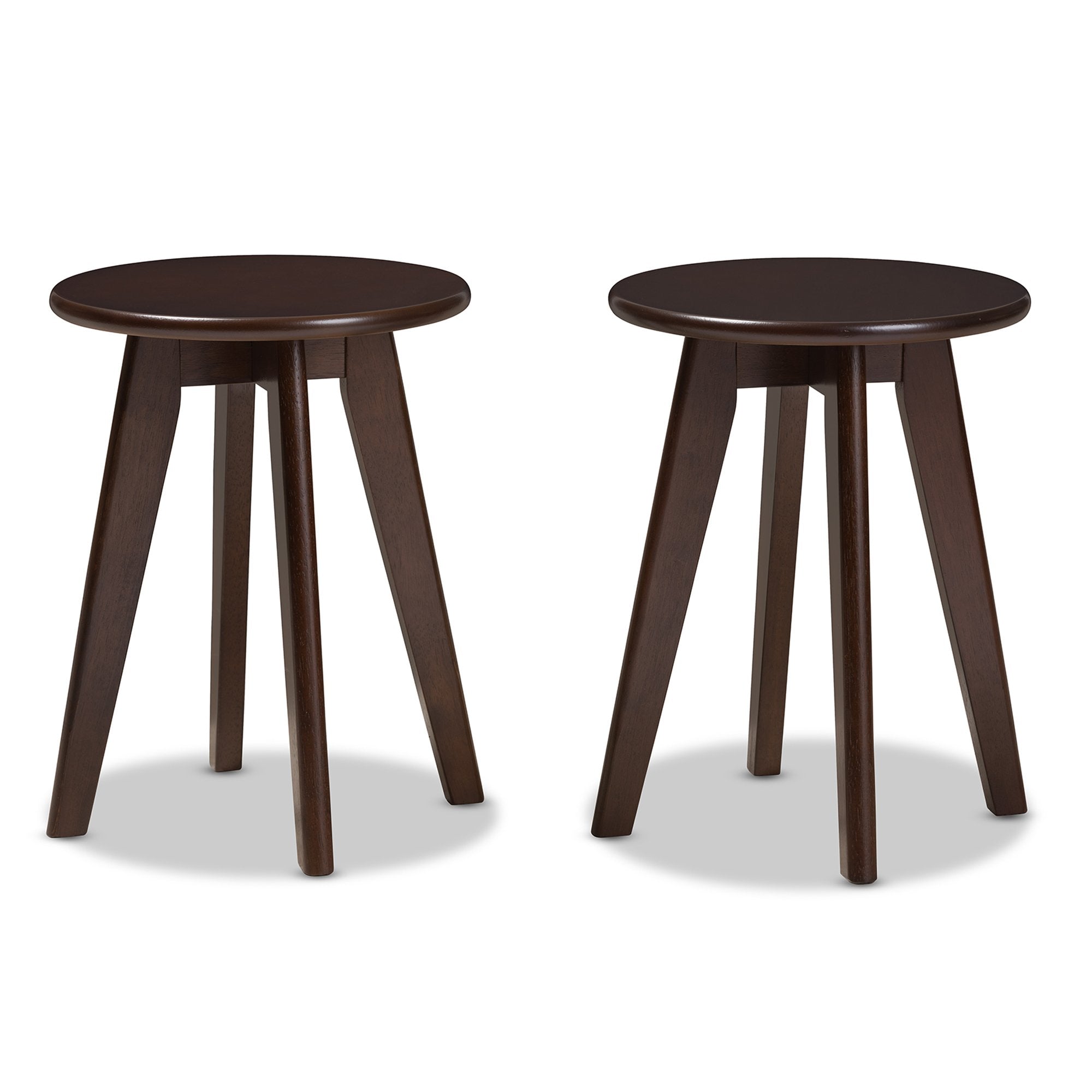 Baxton Studio Zula Mid-Century Modern Walnut Wood Stool (Set of 2)