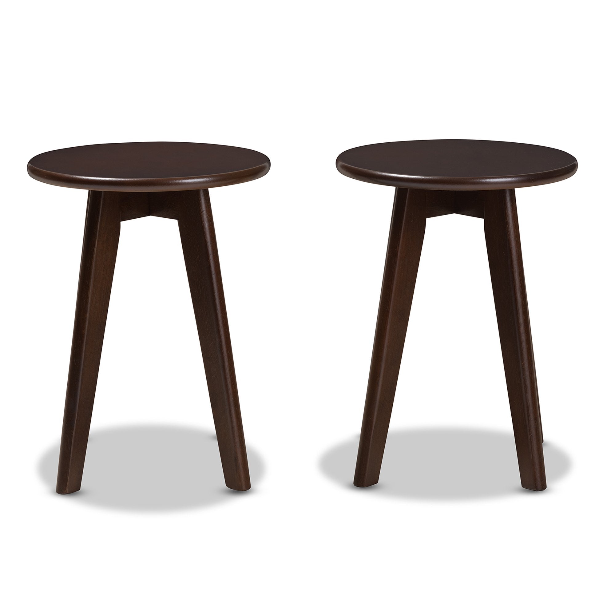 Baxton Studio Zula Mid-Century Modern Walnut Wood Stool (Set of 2)