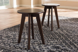 Baxton Studio Zula Mid-Century Modern Walnut Wood Stool (Set of 2)