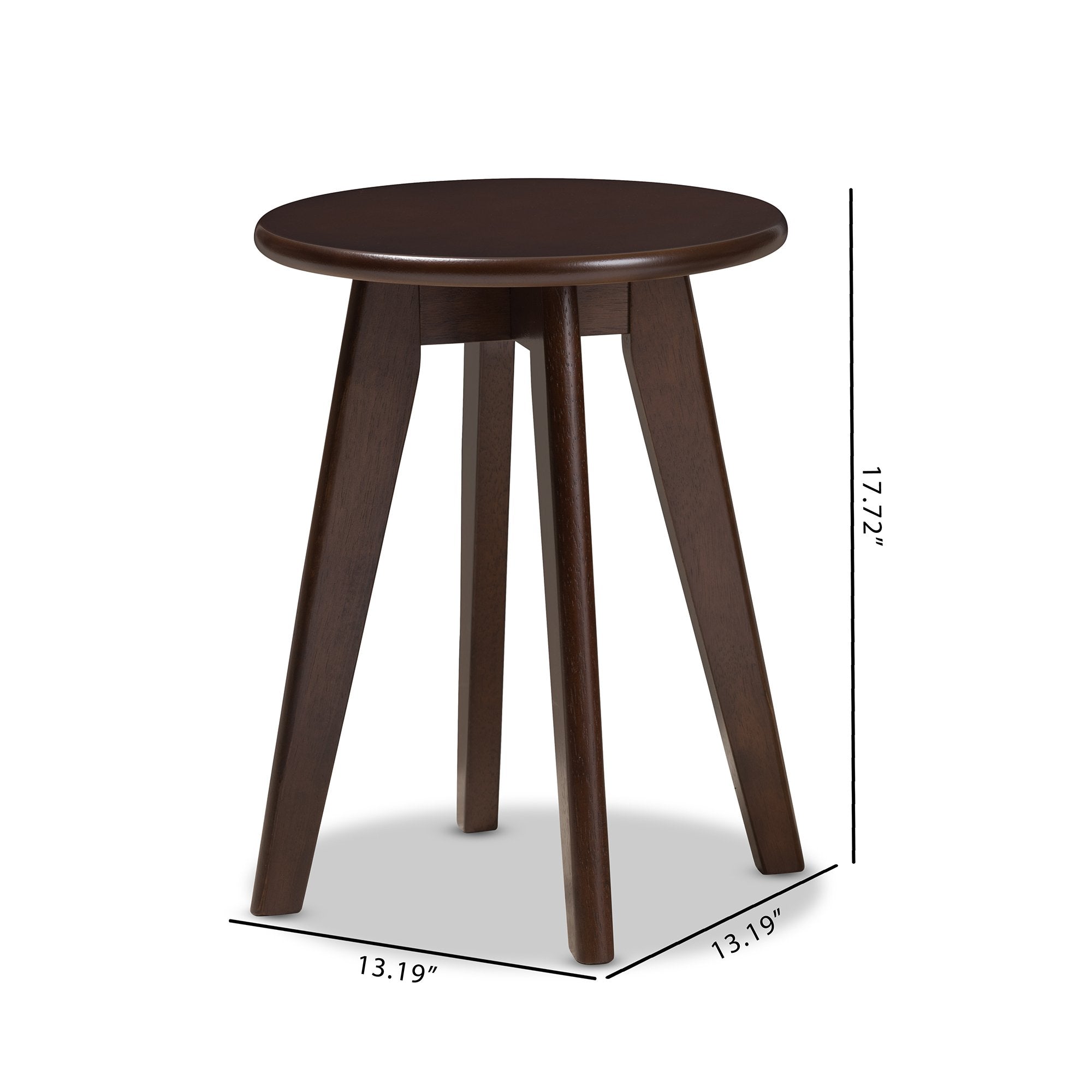 Baxton Studio Zula Mid-Century Modern Walnut Wood Stool (Set of 2)