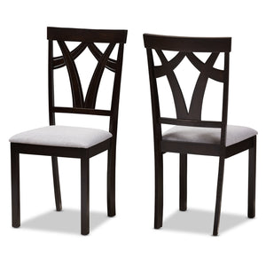 Baxton Studio Sylvia Modern and Contemporary Grey Fabric Upholstered and Dark Brown Finished Dining Chair (Set of 2)