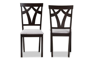 Baxton Studio Sylvia Modern and Contemporary Grey Fabric Upholstered and Dark Brown Finished Dining Chair (Set of 2)