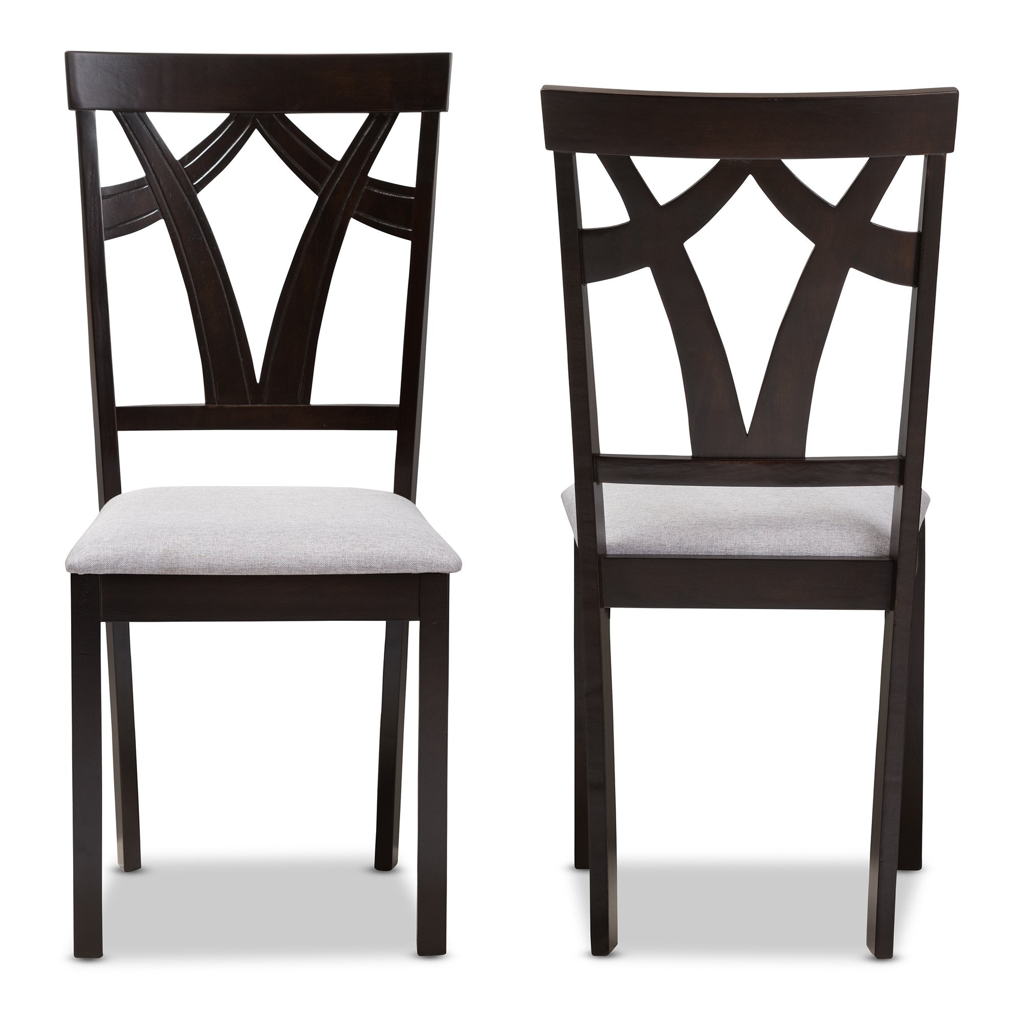 Baxton Studio Sylvia Modern and Contemporary Grey Fabric Upholstered and Dark Brown Finished Dining Chair (Set of 2)