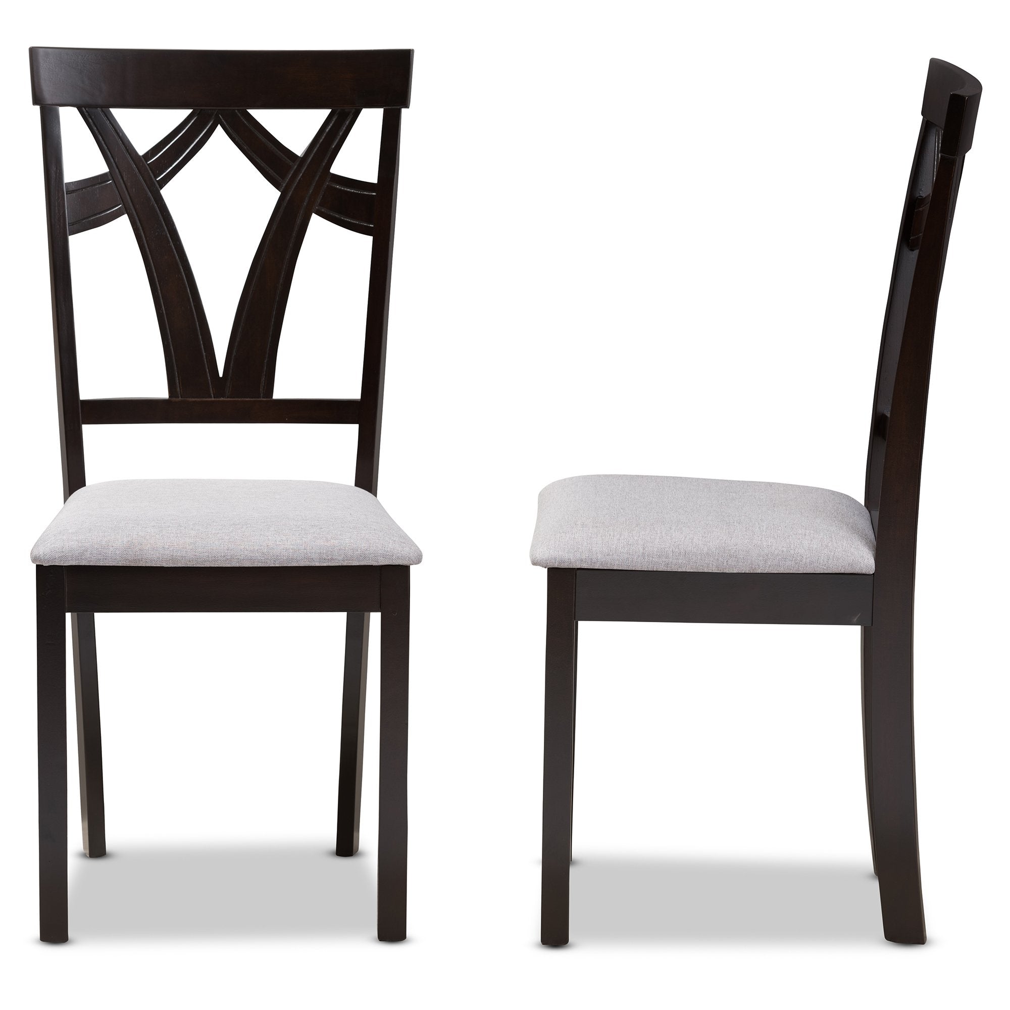 Baxton Studio Sylvia Modern and Contemporary Grey Fabric Upholstered and Dark Brown Finished Dining Chair (Set of 2)