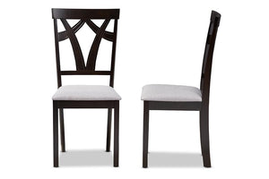 Baxton Studio Sylvia Modern and Contemporary Grey Fabric Upholstered and Dark Brown Finished Dining Chair (Set of 2)