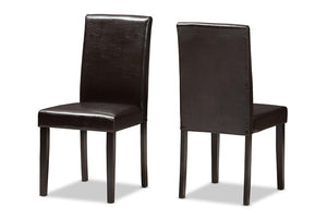 Baxton Studio Mia Modern and Contemporary Dark Brown Faux Leather Upholstered Dining Chair (Set of 2)