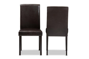 Baxton Studio Mia Modern and Contemporary Dark Brown Faux Leather Upholstered Dining Chair (Set of 2)