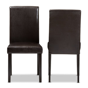 Baxton Studio Mia Modern and Contemporary Dark Brown Faux Leather Upholstered Dining Chair (Set of 2)