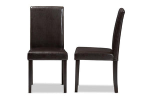 Baxton Studio Mia Modern and Contemporary Dark Brown Faux Leather Upholstered Dining Chair (Set of 2)