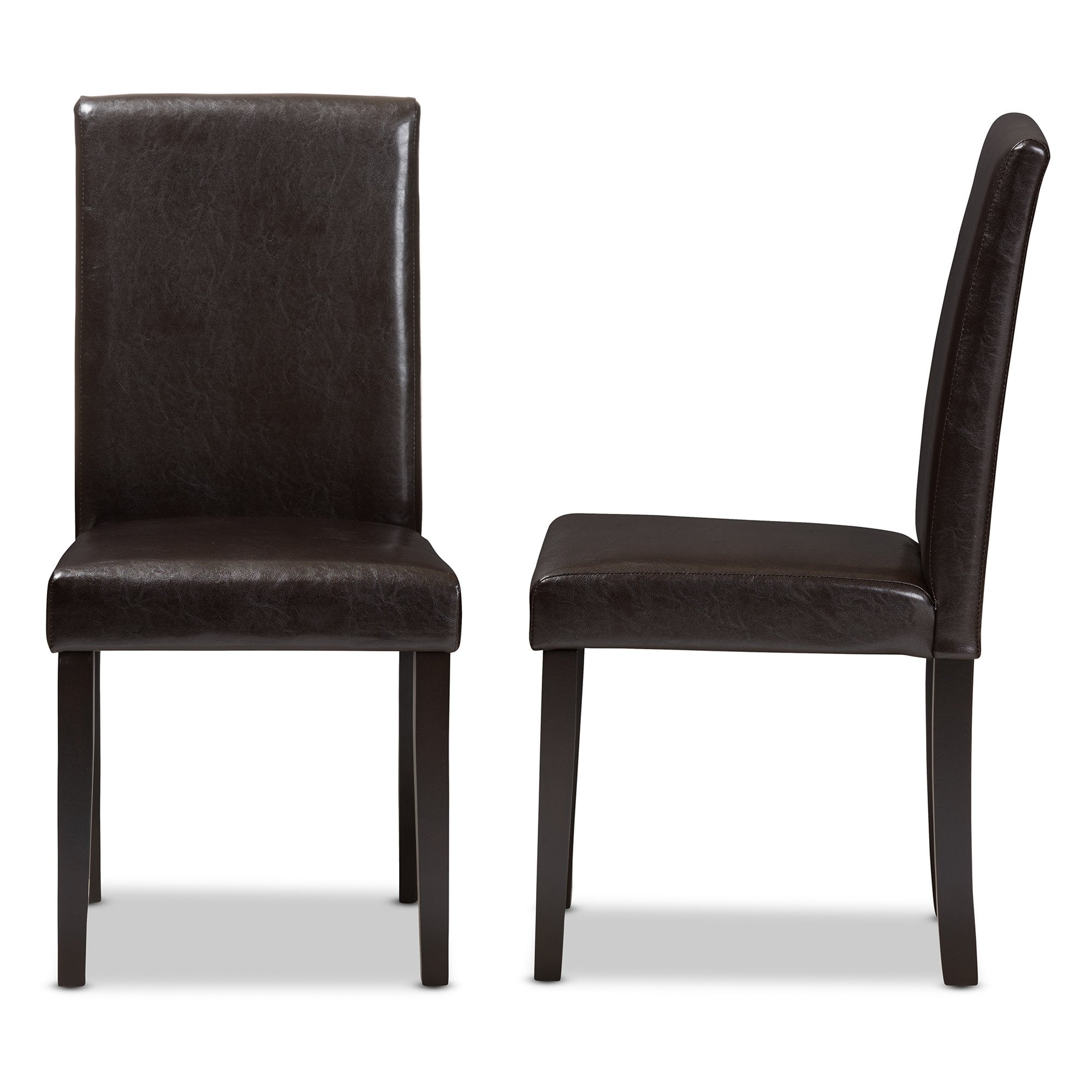 Baxton Studio Mia Modern and Contemporary Dark Brown Faux Leather Upholstered Dining Chair (Set of 2)