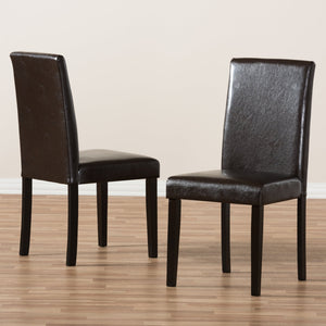 Baxton Studio Mia Modern and Contemporary Dark Brown Faux Leather Upholstered Dining Chair (Set of 2)