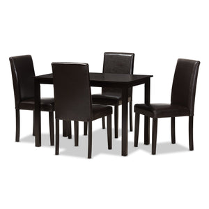 Baxton Studio Mia Modern and Contemporary Dark Brown Faux Leather Upholstered 5-Piece Dining Set