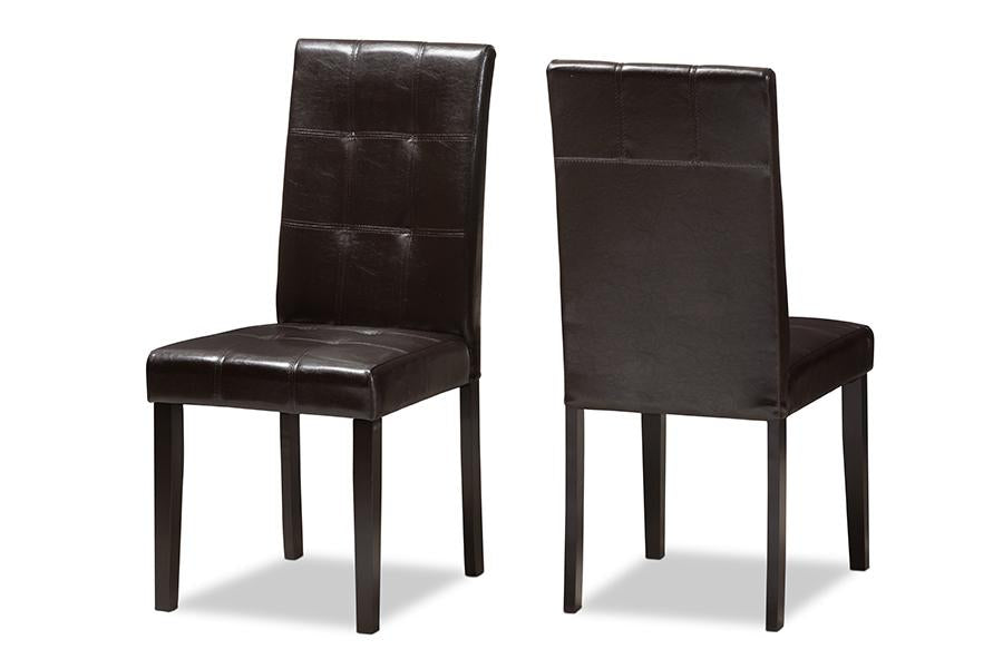 Baxton Studio Avery Modern and Contemporary Dark Brown Faux Leather Upholstered Dining Chair (Set of 2)