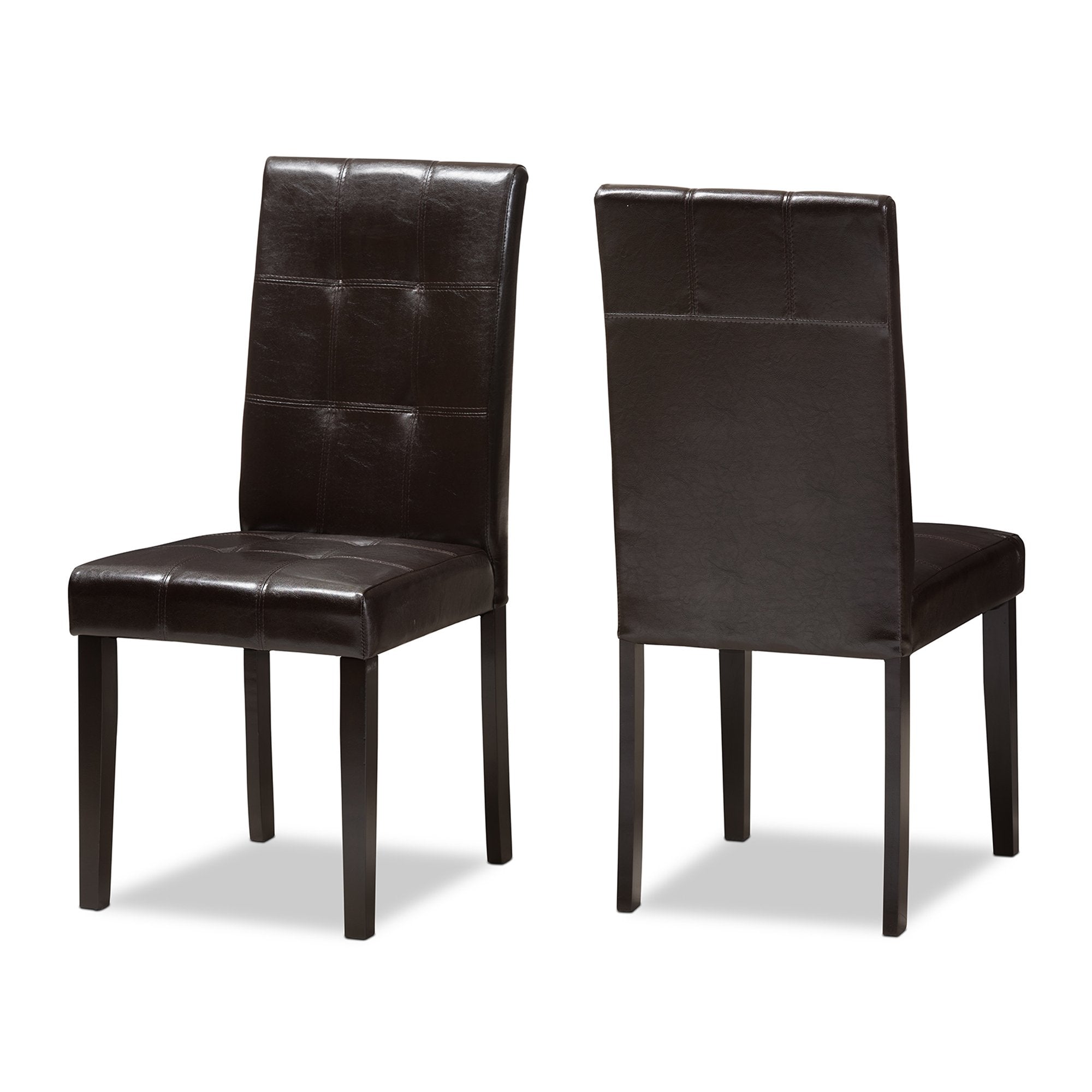 Baxton Studio Avery Modern and Contemporary Dark Brown Faux Leather Upholstered Dining Chair (Set of 2)