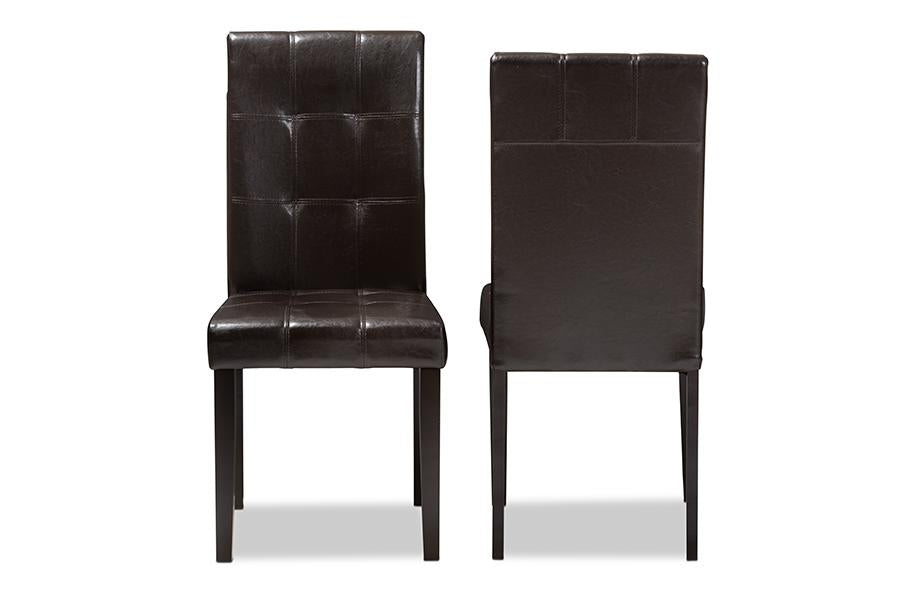 Baxton Studio Avery Modern and Contemporary Dark Brown Faux Leather Upholstered Dining Chair (Set of 2)