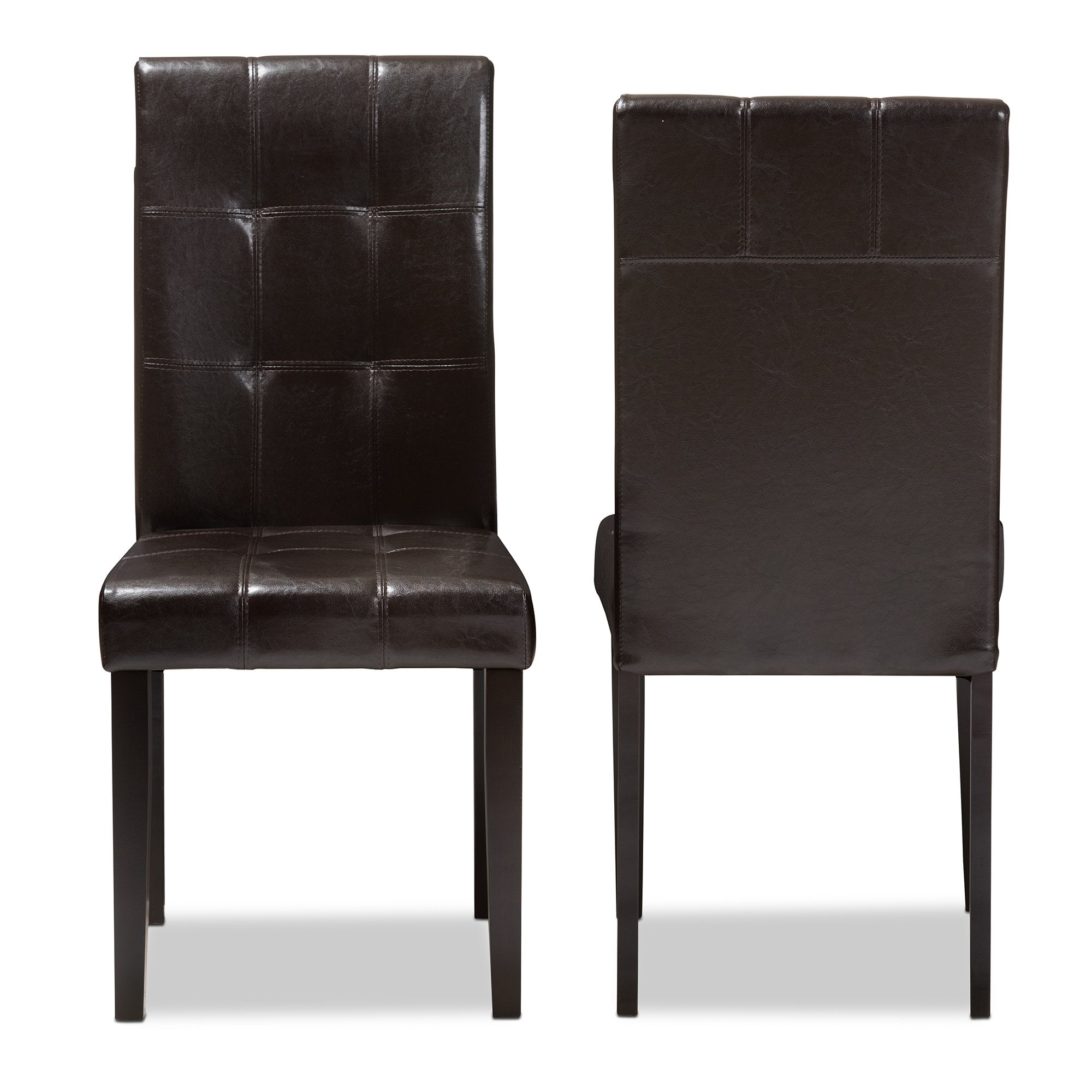 Baxton Studio Avery Modern and Contemporary Dark Brown Faux Leather Upholstered Dining Chair (Set of 2)