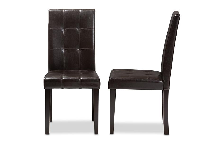 Baxton Studio Avery Modern and Contemporary Dark Brown Faux Leather Upholstered Dining Chair (Set of 2)