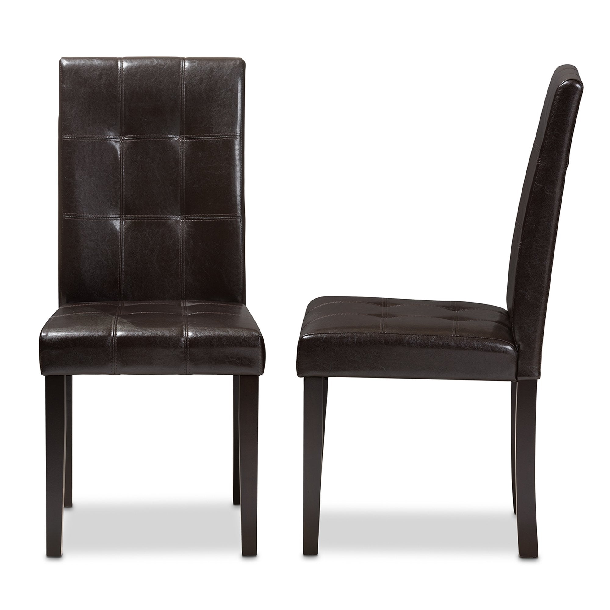 Baxton Studio Avery Modern and Contemporary Dark Brown Faux Leather Upholstered Dining Chair (Set of 2)