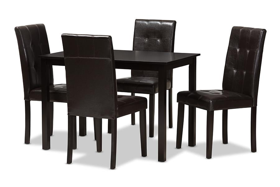 Baxton Studio Avery Modern and Contemporary Dark Brown Faux Leather Upholstered 5-Piece Dining Set