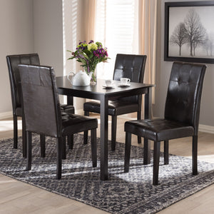 Baxton Studio Avery Modern and Contemporary Dark Brown Faux Leather Upholstered 5-Piece Dining Set