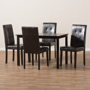 Baxton Studio Avery Modern and Contemporary Dark Brown Faux Leather Upholstered 5-Piece Dining Set