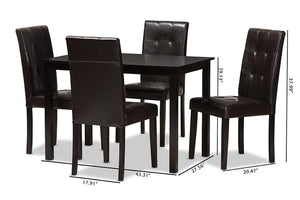 Baxton Studio Avery Modern and Contemporary Dark Brown Faux Leather Upholstered 5-Piece Dining Set