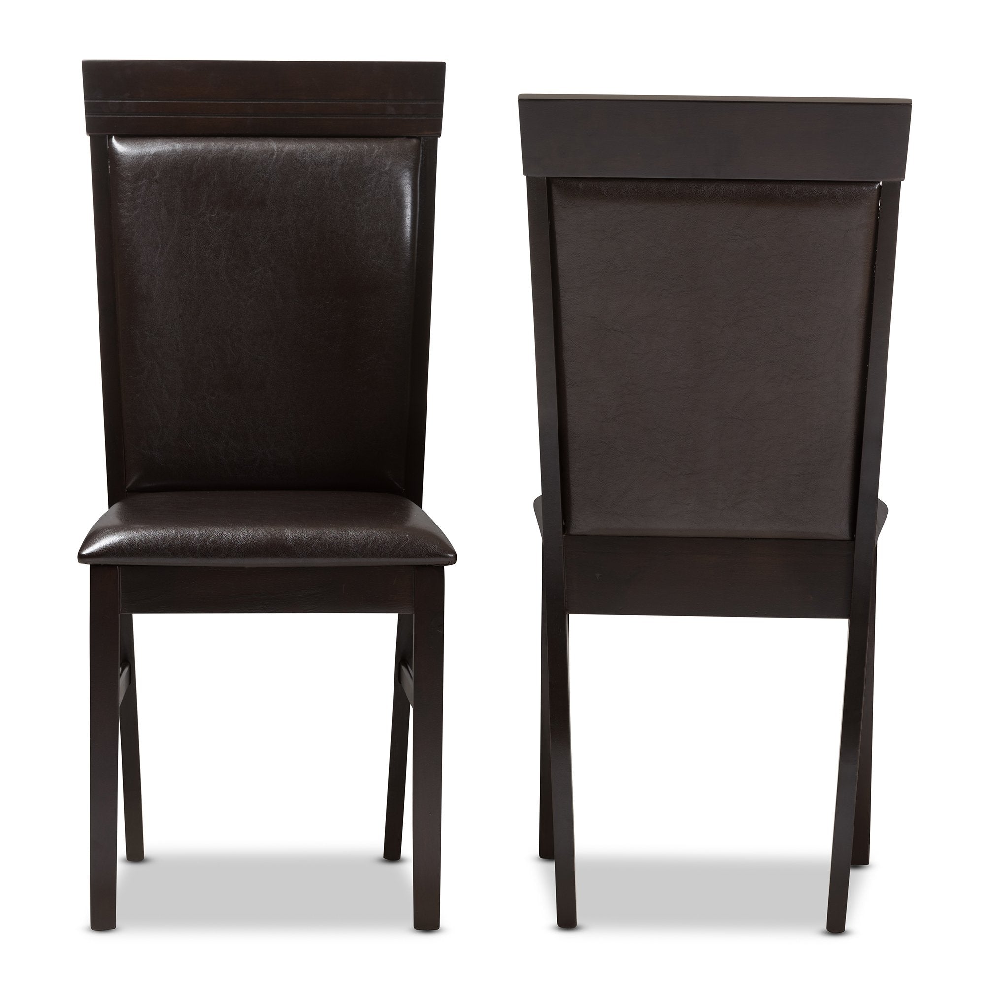 Baxton Studio Thea Modern and Contemporary Dark Brown Faux Leather Upholstered Dining Chair (Set of 2)