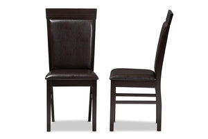 Baxton Studio Thea Modern and Contemporary Dark Brown Faux Leather Upholstered Dining Chair (Set of 2)