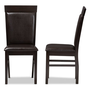 Baxton Studio Thea Modern and Contemporary Dark Brown Faux Leather Upholstered Dining Chair (Set of 2)