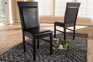 Baxton Studio Thea Modern and Contemporary Dark Brown Faux Leather Upholstered Dining Chair (Set of 2)