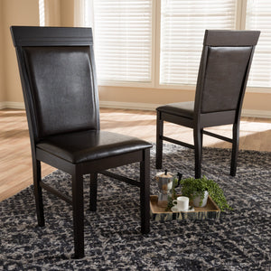 Baxton Studio Thea Modern and Contemporary Dark Brown Faux Leather Upholstered Dining Chair (Set of 2)