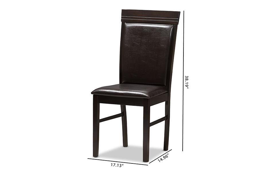 Baxton Studio Thea Modern and Contemporary Dark Brown Faux Leather Upholstered Dining Chair (Set of 2)