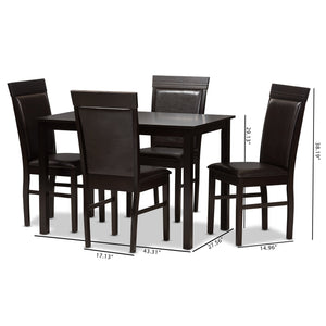 Baxton Studio Thea Modern and Contemporary Dark Brown Faux Leather Upholstered 5-Piece Dining Set