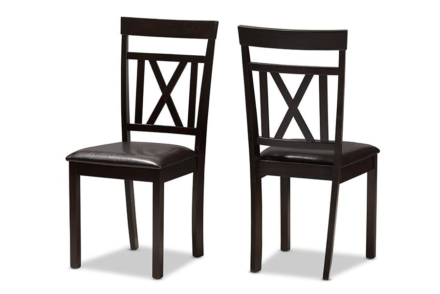 Baxton Studio Rosie Modern and Contemporary Dark Brown Faux Leather Upholstered Dining Chair (Set of 2)