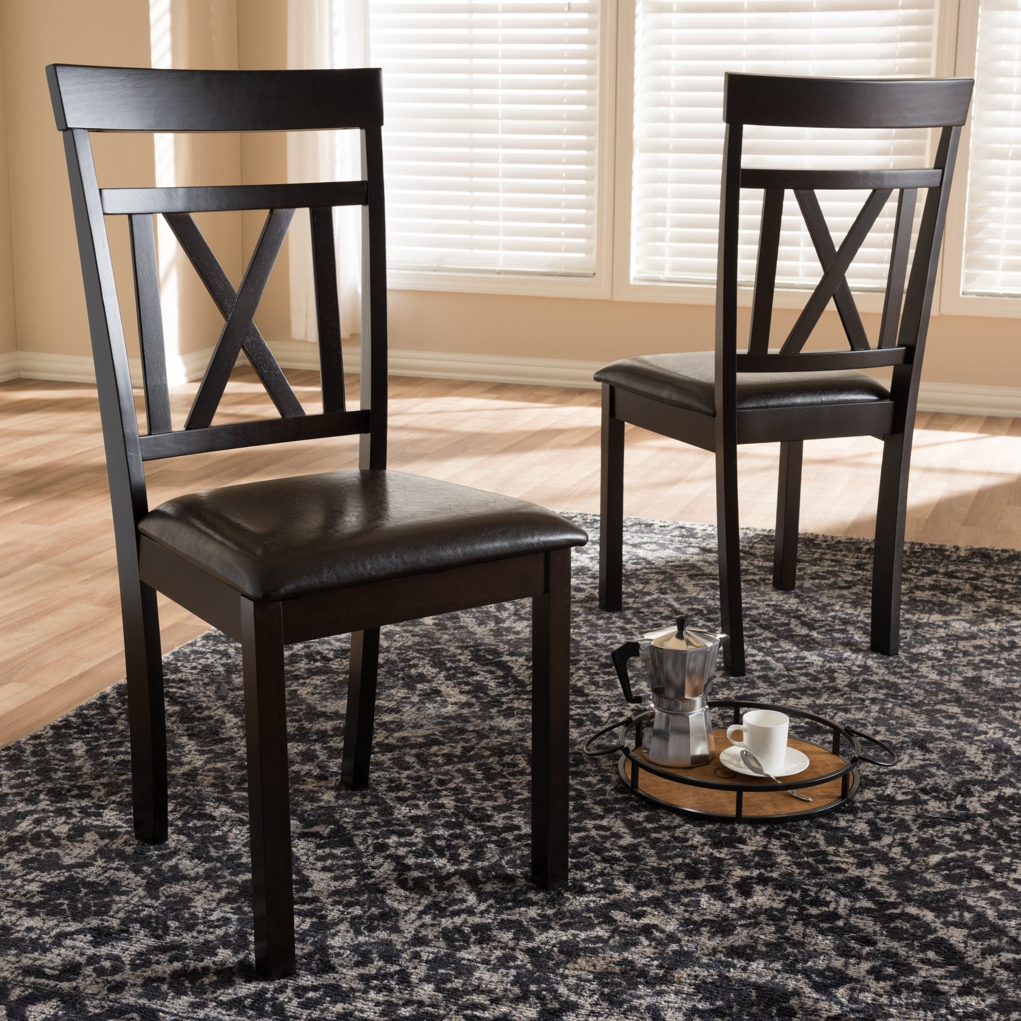 Baxton Studio Rosie Modern and Contemporary Dark Brown Faux Leather Upholstered Dining Chair (Set of 2)