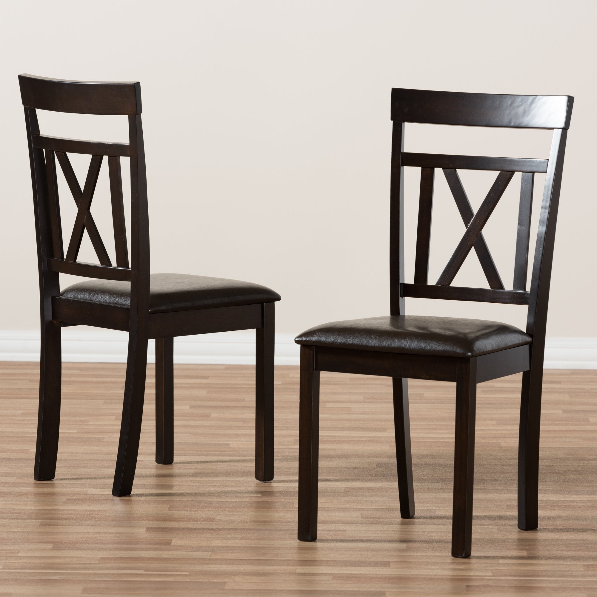 Baxton Studio Rosie Modern and Contemporary Dark Brown Faux Leather Upholstered Dining Chair (Set of 2)