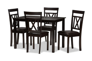 Baxton Studio Rosie Modern and Contemporary Dark Brown Faux Leather Upholstered 5-Piece Dining Set