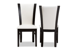 Baxton Studio Adley Modern and Contemporary Dark Brown Finished White Faux Leather Dining Chair (Set of 2)